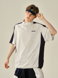 Vintage Color Block Polo Shirt Half Sleeve