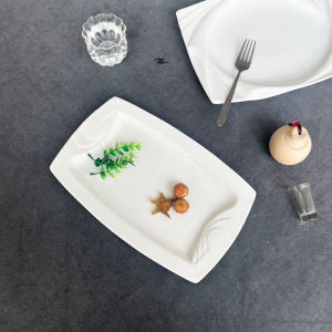 Khăn Giấy Ăn Bằng Gốm Sứ Trắng 12 Inch Hình Chữ Nhật Hình Vuông Dùng Trong Nhà Bếp Nhà Hàng Chống Cao Nhiệt Độ