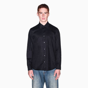 Armani Exchange | Mens Cotton Jacquard Collared Long Sleeve Shirt