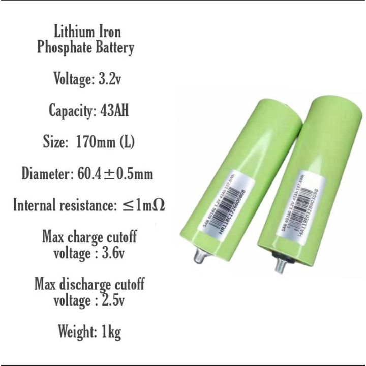 Lifepo4 3.2v 43ah 52ah Lithium Battery rechargeable Cell. Lazada PH