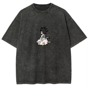 Bandai | Kid Goku Flying Nimbus T Shirt Dragon Ball Z Anime Men Vintage Acid Wash Breathable Cotton Streetwear Kawaii Graphic Tees 2026