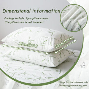Bamboo Fiber Pillowcases 2 Pack Zipper Pillow Protectors Breathable Jacquard Pillow Covers Machine Washable Pillow Shams