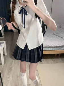 Áo Sơ Mi Nữ Tay Ngắn Dáng Rộng Màu Trắng Phong Cách Nhật Bản Mùa Hè Áo Sơ Mi Nữ Cổ Polo Tay Ngắn Thường Ngày Màu Trơn