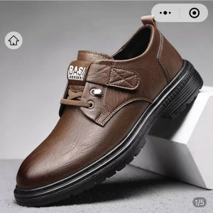 Classic Casual Mens Leather Shoes Parashoe Breathable Comfortable Fashionable round Toe Low Heel Rubber Outsole Spring Autumn