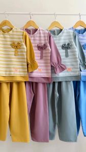 [Hikala] Baju Setelan Celana Anak Perempuan Lucu 1 - 9 tahun
