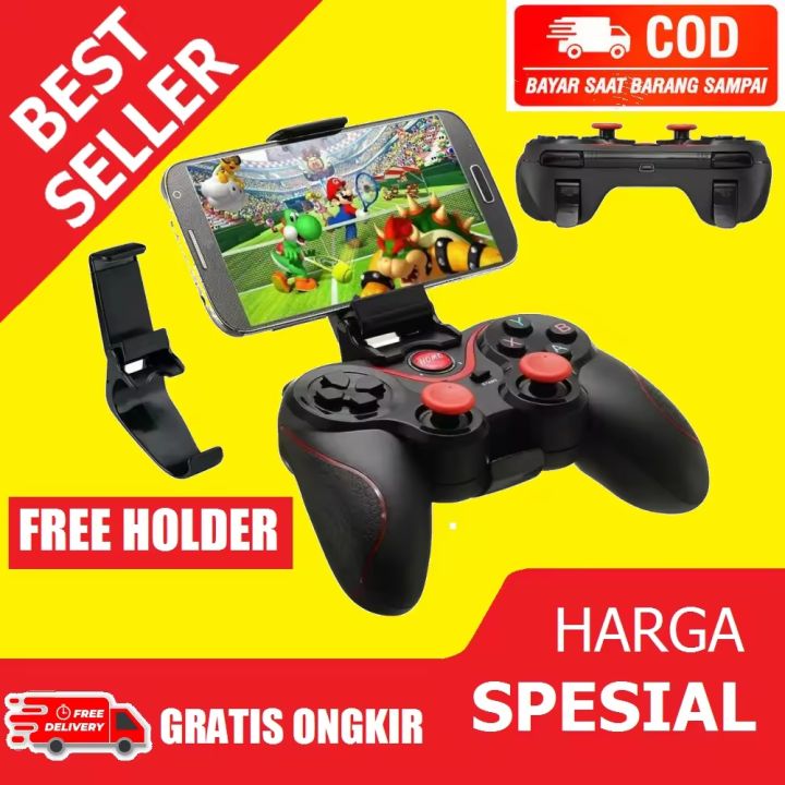 GAMEPAD X3 T3 BLUETOOTH JOYSTICK WIRELESS CONTROLLER FOR HP PLUS HOLDER ...