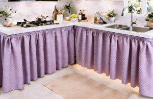 Euro diamond design kitchen sink curtain non ring kurtina para sa lababo