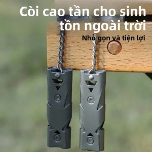 Còi Sinh Tồn Hai Ống Âm Lượng Cao Dạng Móc Khóa Di Động Dùng Cho Cắm Trại Khẩn Cấp