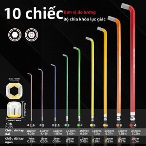 Bộ Cờ Lê Geinxurn Hex & Torx Bộ Dụng Cụ Chữ L Được Mã Hóa Theo Màu Sắc Kích Thước Theo Hệ Mét/định Mức Tiêu Chuẩn Để Sửa Chữa Tại Nhà Bộ Dụng Cụ Đa Chức Năng
