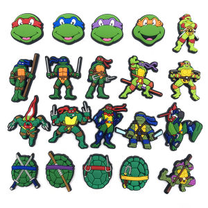 Bandai | TMNT PVC Shoe Charms Ninja Warrior Turtle Detachable Clog Shoe Decor Accessories Gift for Classic Comic Movie Character Fans