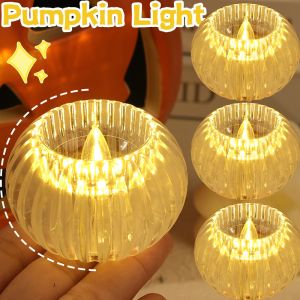 2PCS Pumpkin Night Light LED Electronic Candle Light Battery Powered Bedroom Bedside Lamp Halloween Decoration Christmas Gift Atmosphere Light Diwali Decorations