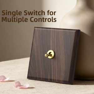 TEP | Retro Black Walnut Woodgrain Antique Style 5-hole 86 Type Switch Socket Panel