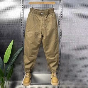 Khaki Workwear Wide Leg Pants Mens Casual Harlan Loose Fit Spring New Style Comfortable Loose Cuffed Trousers
