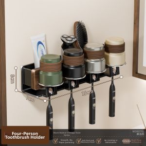 Morotel | Bathroom Walnut Wood Storage Shelf No Drilling