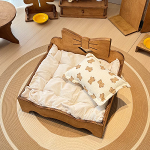 Solid Wood Pet Bed Indoor Small Medium Dog Bed Cat Dog Bed Breathable Warm All Season Universal Miniature Durable Dog Nest