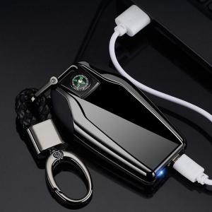 USB Portable Keychains Flashlight Compass Rechargeable Electric Lighter with Laser Tobacco Cigarette Cigars Smoking Windproof