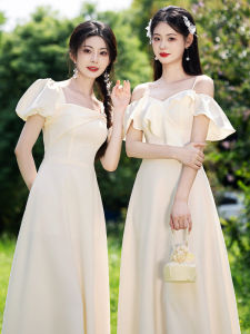 ชุดสาวๆ ยาวสีแชมเปญ 2025 ใหม่ ชุดเจ้าสาว ชุดราตรีผู้หญิง ชุดแฟชั่น ชุดยาวเข้ารูป ชุดแฟชั่นฤดูใบไม้ผลิ ชุดแฟชั่นฤดูร้อน