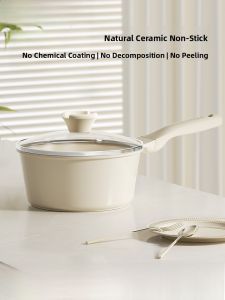 Red Chef Ceramic Rock Baby Non-stick Single Person Soup Pot One-piece Uncoated Kitchen Cooking Utensils for Infants