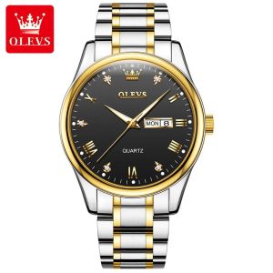 OLEVS 5563 หรูหราควอตซ์นาฬิกาสําหรับผู้ชายกันน้ํากีฬาสแตนเลสส่องสว่างวันที่บุรุษนาฬิกาข้อมือนาฬิกาRelógio Masculino