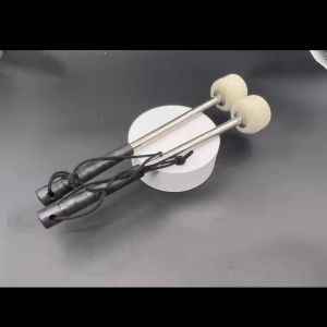 1Pair Stainless Steel Bass Drum Snare Drum Sticks Wool Felt Head Percussion Mallets