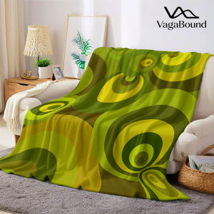 Olive Retro Circle Flannel Blanket Warm Soft Halloween Christmas Decorative Couch Warm Cozy All-Season Gift