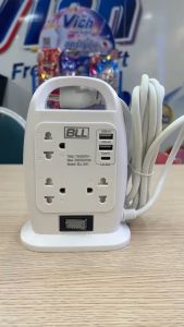 BLL B31ปลั๊กไฟทาวเวอร์ 7 ช่องเสียบ 1 สวิตซ์ 2 ช่องUSB1ช่องType C 3 เมตร ปลั๊กไฟคุณภาพมาตรฐาน มอก. ไทย รับประกัน 3ปีเต็มๆ