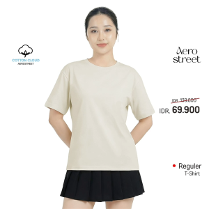 Aerostreet T Shirt Cotton Cloud Clarie Cream Woman Basic Tshirt Kaos 1B100