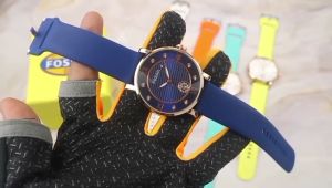 Jam Tangan Fashion Wanita Tali Karet Tanggal Aktif Elegan Mewah Jam Tangan Cewek Fosil Trendi dan Terbaru Aesthetic