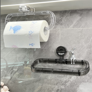 Dear Home Elegant Wall-Mounted Toilet Paper Holder with Suction Cup Durable Acrylic Space-Saving Design