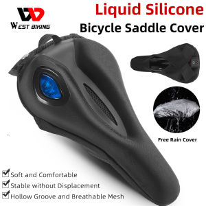 Tây đi xe đạp Bọc Yên Xe Đạp Silicone lỏng Gel yên bìa với Đèn hậu xe hơi xe đạp leo núi thoáng khí Yên Xe Đạp bọc gối mat gel silica yên đi phụ kiện