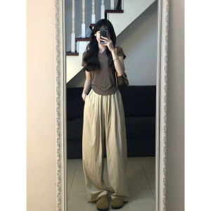 Loose Wide Leg Pants Womens High Waist Drapey Comfortable Spring Autumn Thin Straight Casual Loose Trousers