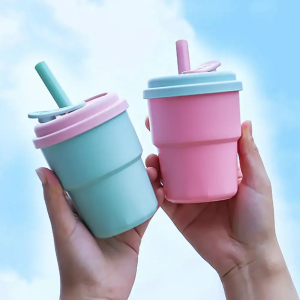 380Ml Kids Water Cups With Silicone Straw  Creative Leakproof Mugs