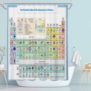 Candy Colored Chemical Element Period Table Bath Curtain Partition Cute Icon Version Letter Symbol Version Waterproof Mold Proof