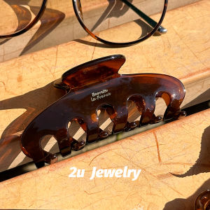 South Korea Ins New Arrival Maillard French Updo Brown Grip Chocolate Gold Standard Large Shark Clip Women