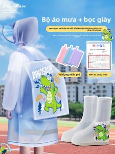 KeyRu | Áo Mưa Toàn Thân Chống Thấm Nước cho Trẻ Em kèm Bao Giày Chống Thấm