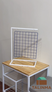 Stand Mini Grid Pajangan Meja / Aesthetic Desk Display – Stand Putih Grid Biru Rak Serbaguna