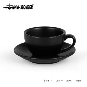 Cốc Cà Phê Latte MHW Đơn Giản Bằng Gốm Sứ 280ml Cốc Cà Phê Kiểu Ý Họa Tiết Nổi Dùng Tại Nhà Cốc Cà Phê Có Đĩa Đựng