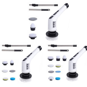 9 in 1 Electric Cleaning Brush Adjustable Extension Arm Electric Spin Cleaning Scrubber Electric Scrub Brush Parlour Kitchen Bathroom Cleaning Gadgets [Winnereco Lifestyle]