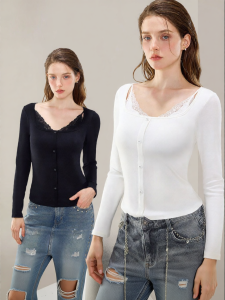 Padded Lace Design T-Shirt