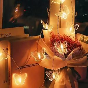 Dragonfly String Lights 10 feet 20 LED Retro Style Copper Wire Butterfly Fairy Lights Battery-Powered Christmas Tree Garden Wedding Party Holiday Decoration and Summer Lighting (Butterfly)