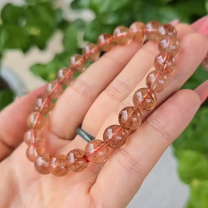 Q1944 Vòng Thạch Anh Tóc Cam Nâu màu sáng nước đá trong lượng tóc vừa phải tơ mảnh cho Thổ và Kim - Phong Thuỷ TUDO P