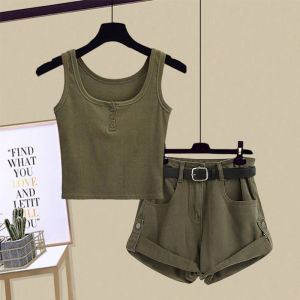NUMEN BUTTON | Sweet and Cool Style Summer Denim Set