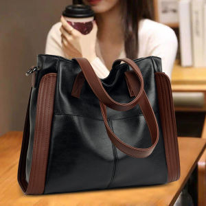 กระเป๋าสะพายไหล่หนังแท้ขนาดใหญ่ กระเป๋าถือแฟชั่นสำหรับผู้หญิง กระเป๋าสะพายข้างแบบลำลอง กระเป๋าถือแบบมีซิป