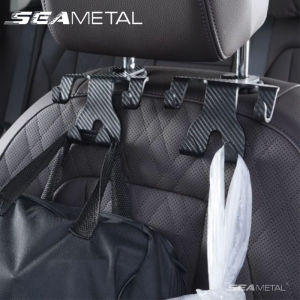 SEAMETAL Car Carbon Fiber Hook Multifunctional Seat Headrest Hooks Holder for Car Handbag Clothes Storage