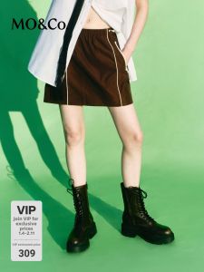 MO&Co. | Drawstring Waist Zip Pocket Straight Tube Sporty Short Skirt Outdoor