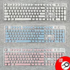 Mechanical Keyboard Retro Punk Electroplated round Key Cap Transparent Character XDA Height White Black Pink Blue 87/104