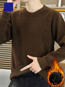 ROMON | Lormen Mens Round Neck Knitted Sweater Winter Thickened Warm Casual Loose Fashion City Style Long Sleeve Overhead Pullover