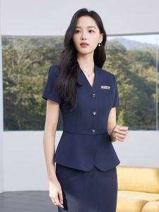 STARMAGNOLIA | Womens Business Casual Short Sleeve Lightweight Suit Blue