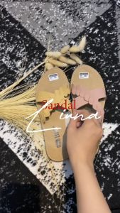 LIUNA 3LOOK Sandal Kulit Wanita Flat Teplek Strap Silang Paster Color Mocca Ruffle Flat Series