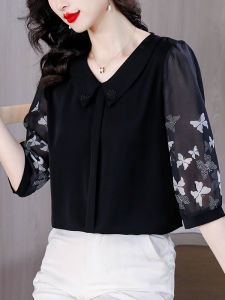 DAIXIANGFEIZI | Chiffon Elegant Youthful Womens Blouse 3/4 Sleeve